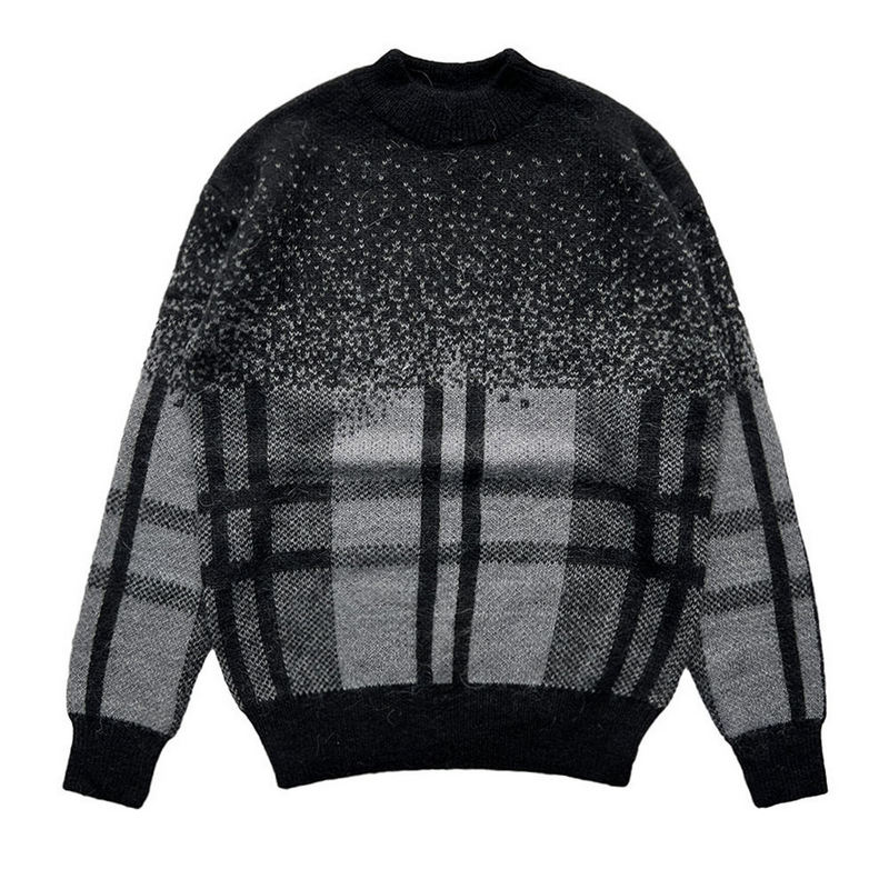 Custom high quality jacquard acrylic mohair luxury crewneck pullover sweater