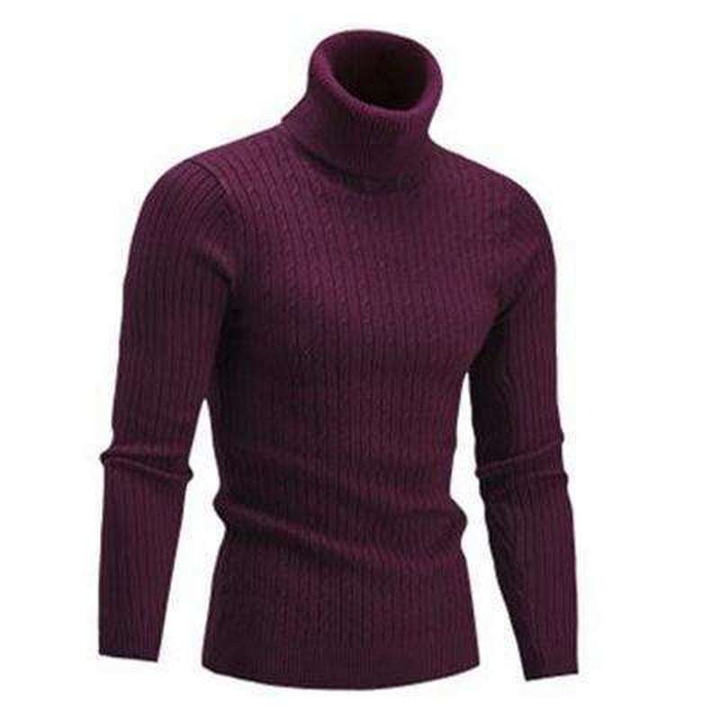 Jacquard Knitted Jumper High Neck Soft Pullover Close-fitting Sweater