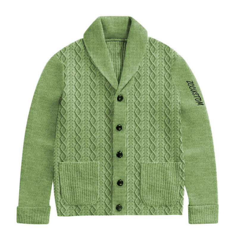 Top Quality Custom Embossed Pattern Warm Knit Cardigan Sweater