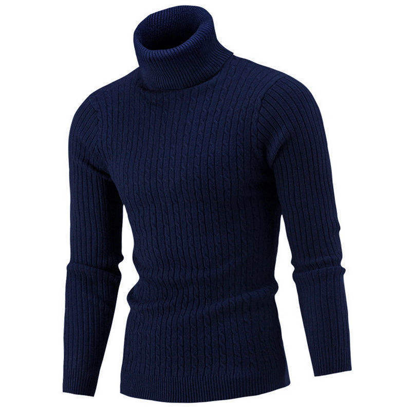 Jacquard Knitted Jumper High Neck Pullover Thin Sweater