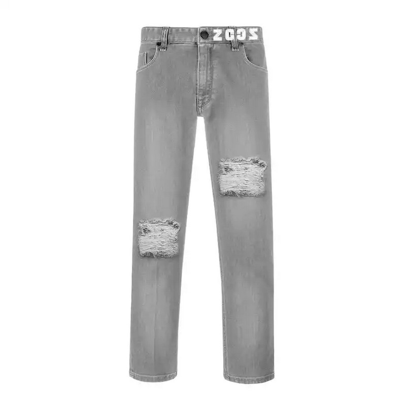Denim Fabric Wholesale Cotton Polyester Spandex Tri-blended Distressed Gray Jeans