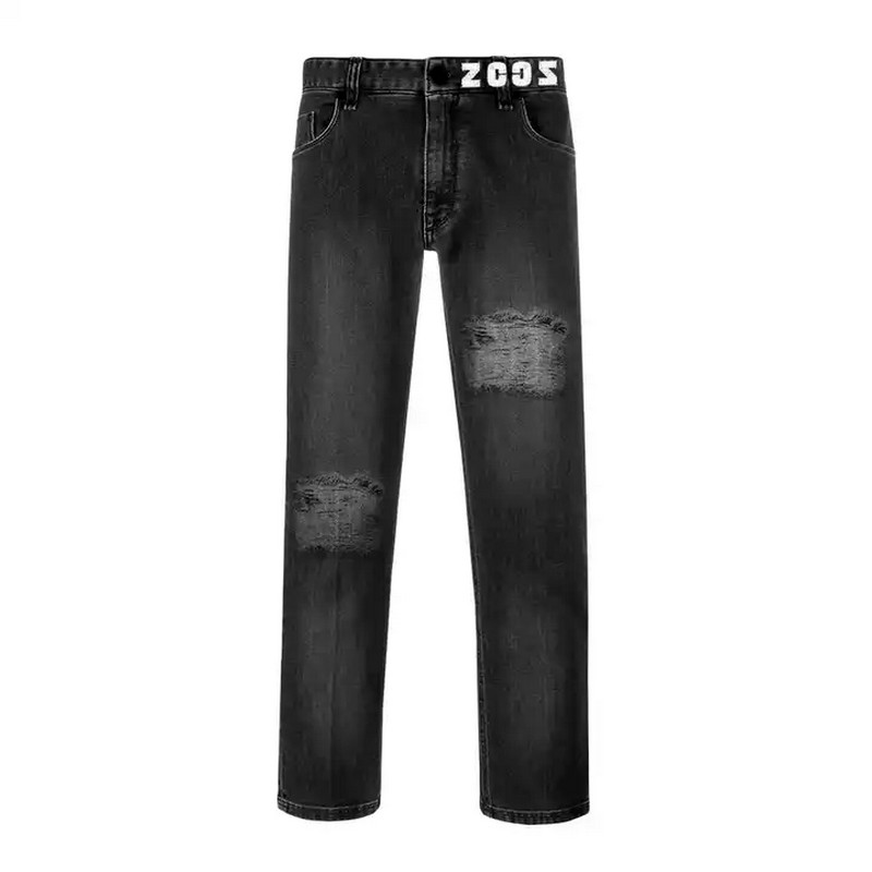 Denim Fabric Wholesale Cotton Polyester Spandex Tri-blended Distressed Black Jeans