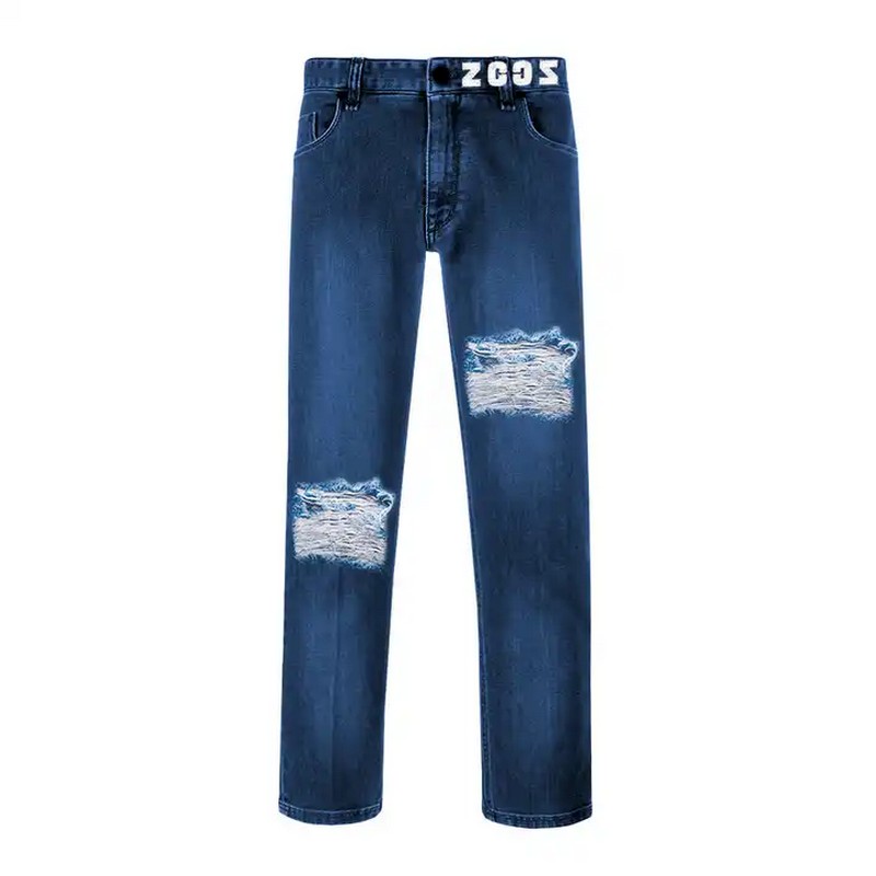 Denim Fabric Wholesale Cotton Polyester Spandex Tri-blended Distressed Jeans