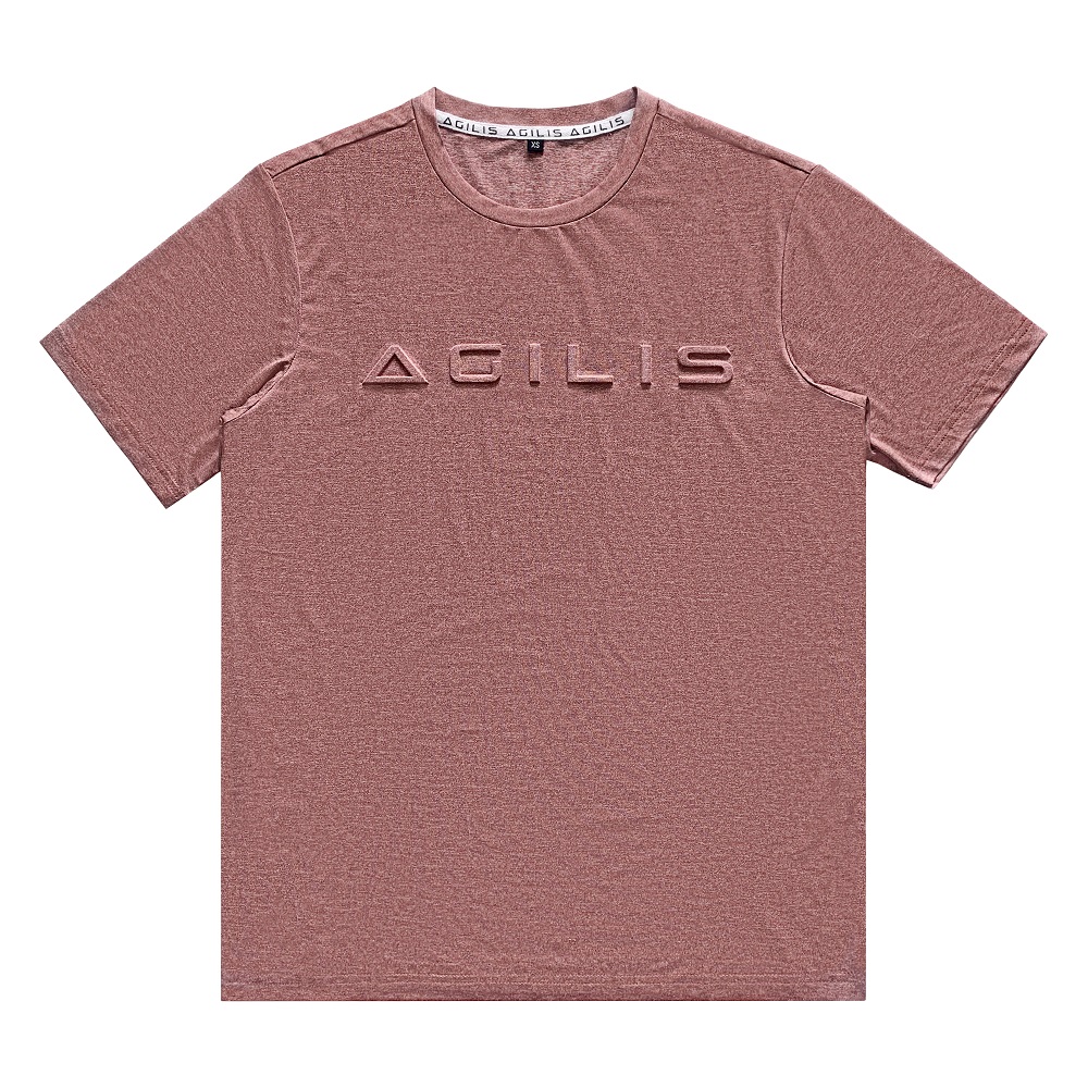 In stock custom men pink custom logo embossed 95 polyester 5 spandex t shirt